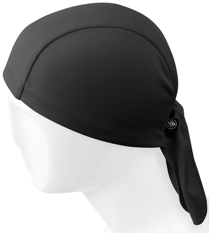 Moisture Wicking Stretch Solid Black Dry Fit Headwrap Biker Durag Skull Cap Hat 