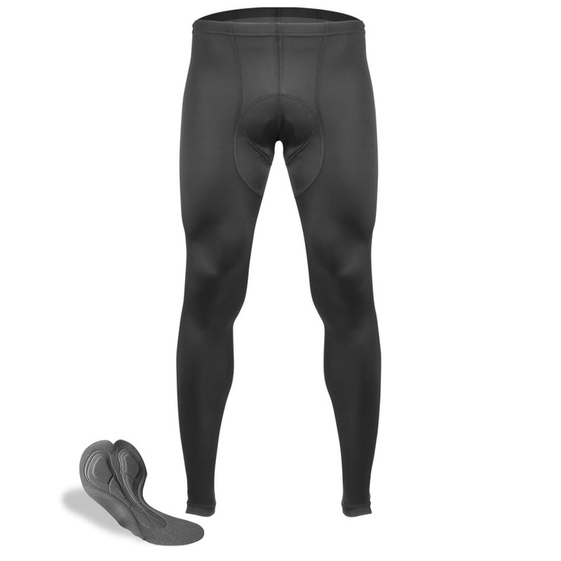 Men's Black Padded Cycling Tights | USA Made | Compression Spandex Tight