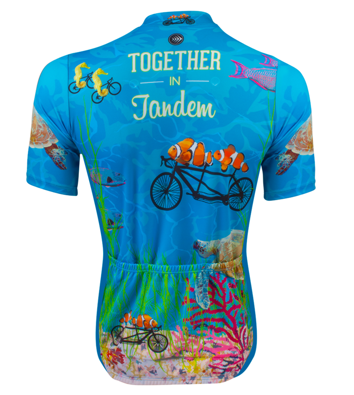 Together in Tandem Unisex Cycling Jersey with Nemo Fish on Bikes
