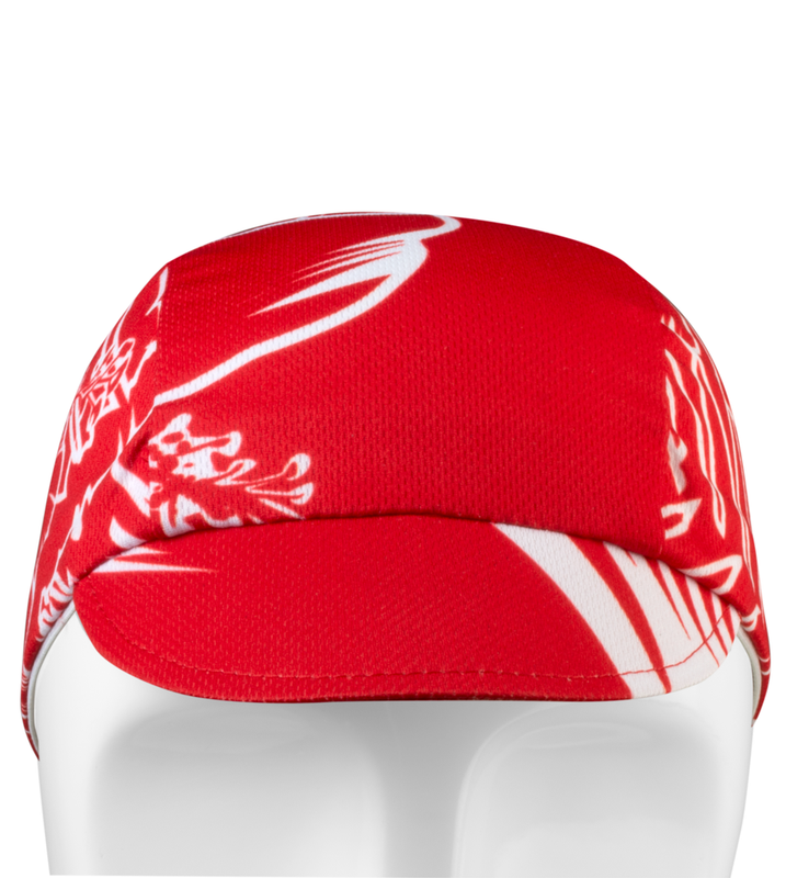 Red Big Kahuna Tropical Print Rush Cycling Caps - Made in the USA