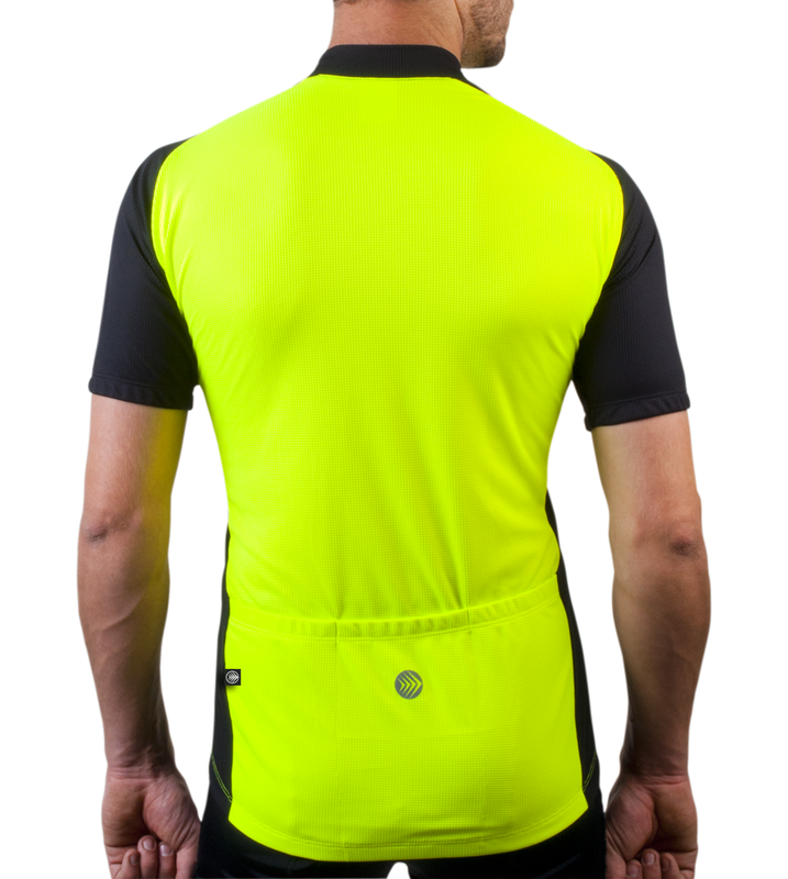 Download Men's Full Zip Club Cycle Jersey - Neon Yellow, Red, Blue