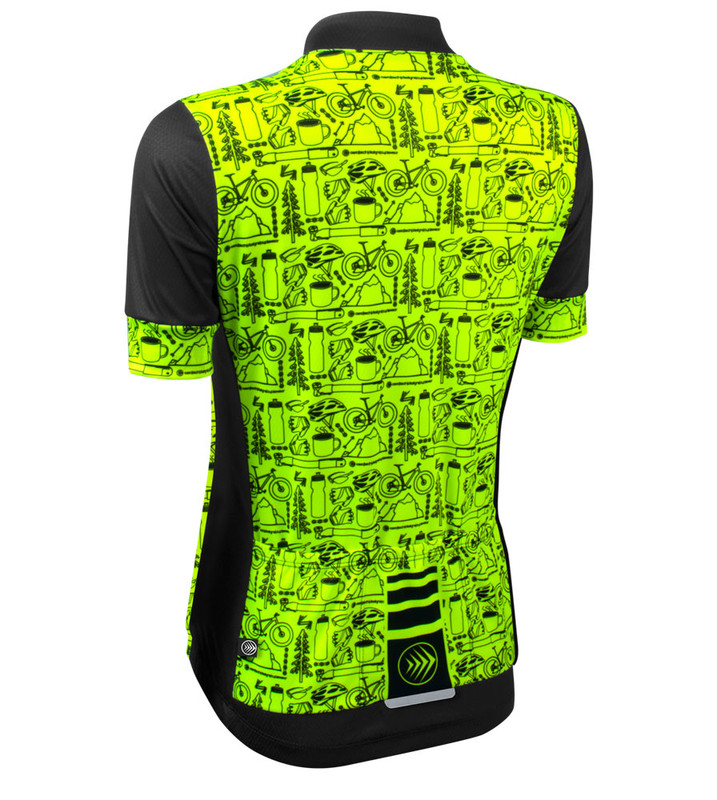 Women's Short Sleeve Cycling Jersey Fluo Green