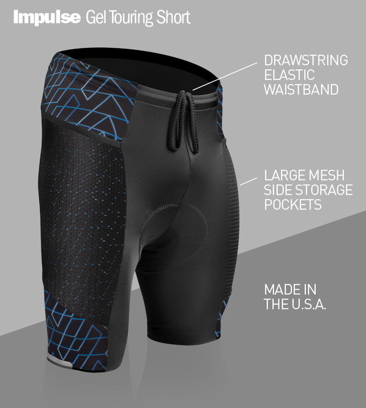 Men's Gel Touring | Impulse Print | Padded Cycling Shorts with Pockets