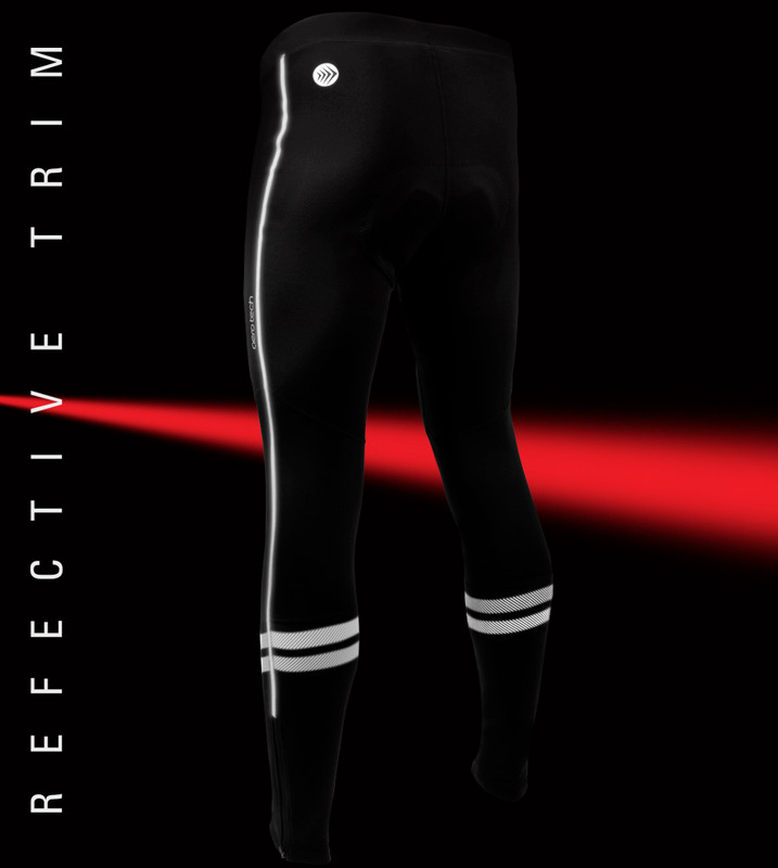 Men's Black Reflective Windstop Padded Cycling Tights