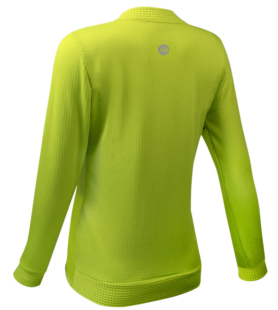 トップス Cloveru POLARTEC THERMAL PRO CREW Women's PolarTec Power Grid Green Apple Long Sleeve Pullover