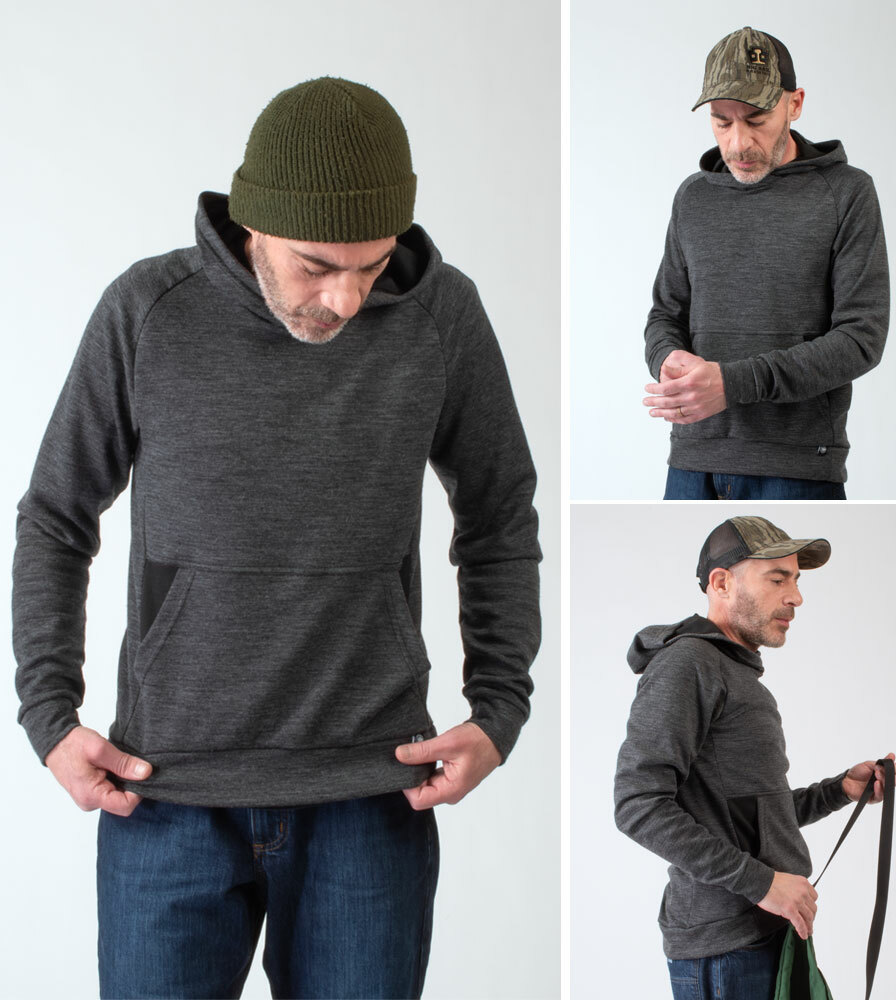 Merino Wool Hoodie Men's Model Front