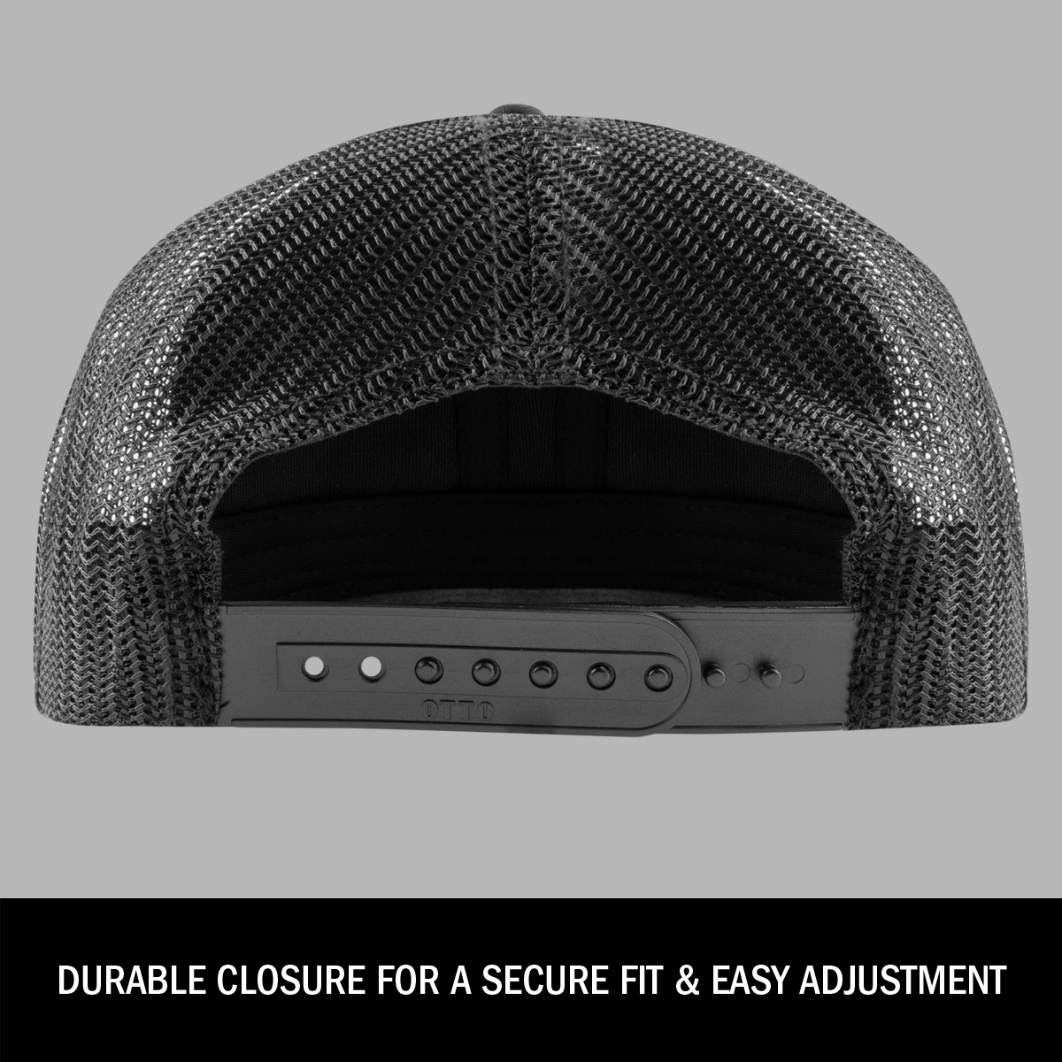 snap back closure on the otto mid trucker hat