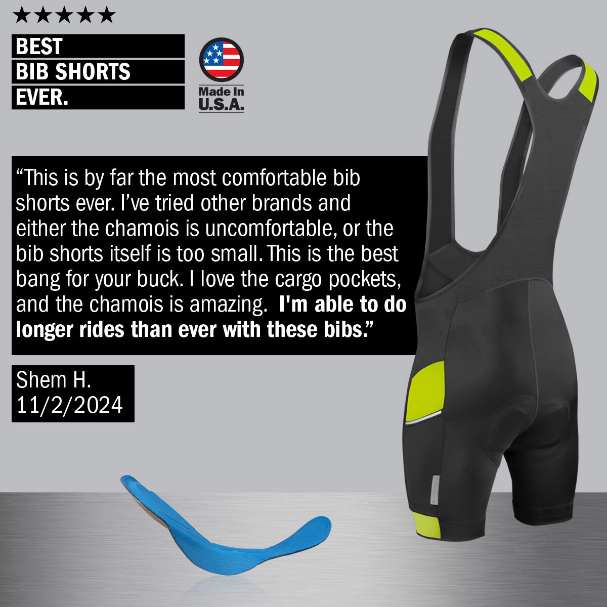 All Day Bib Short Testimonial