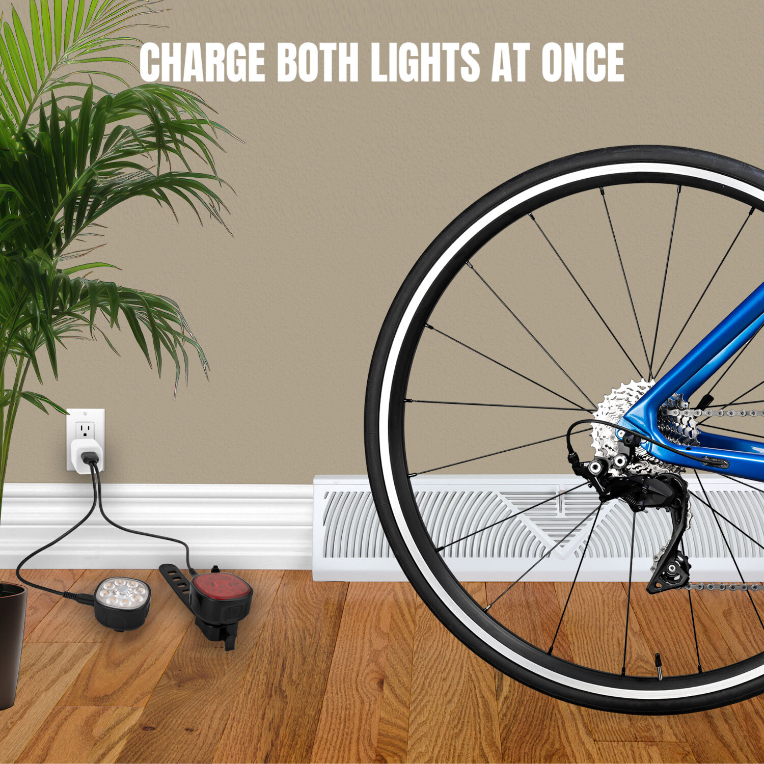 One cable charges both lights