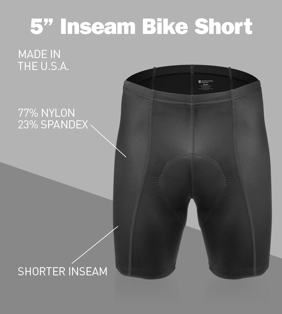 Men's Short Inseam Bike Short Front Features