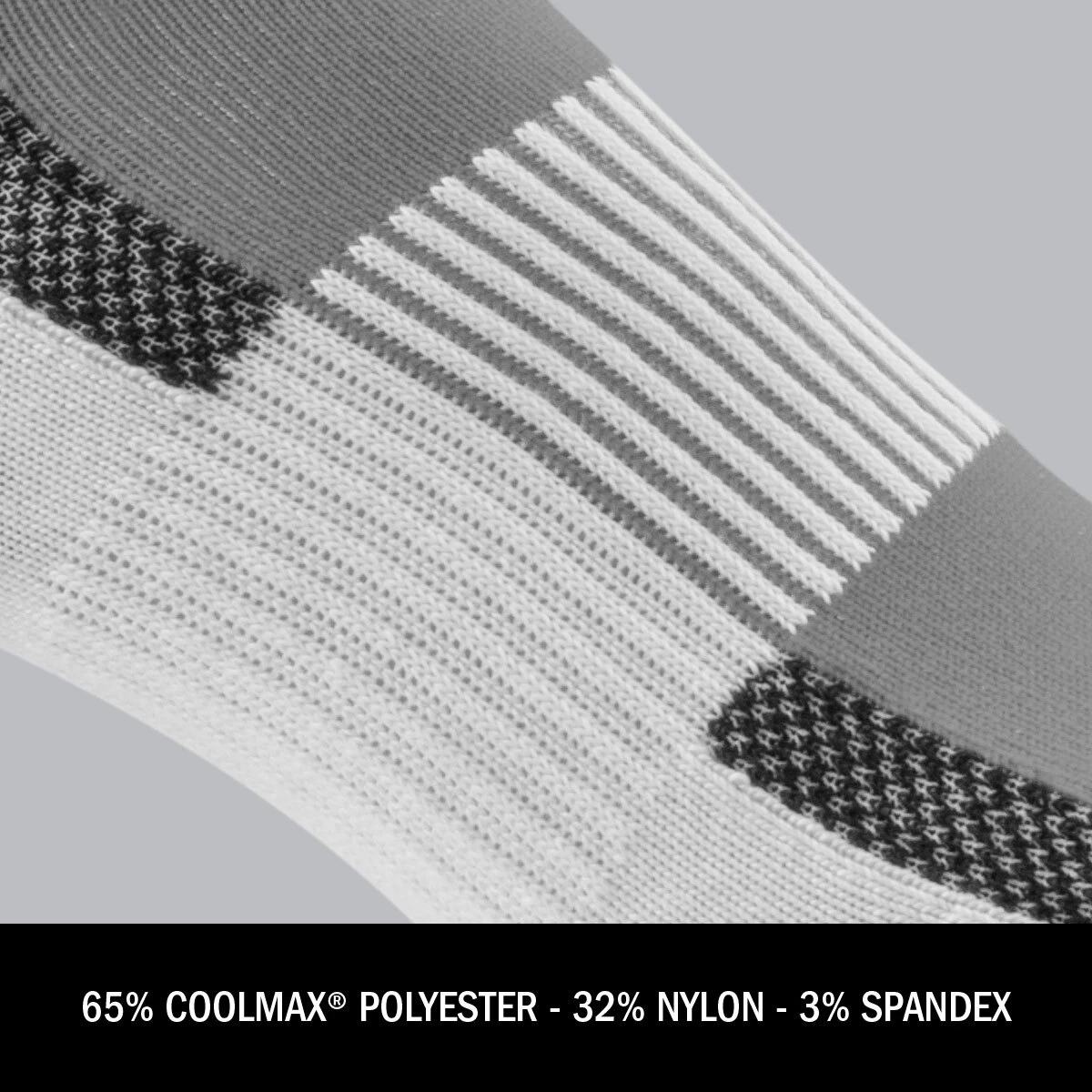 Low Rise Coolmax sock fabric content