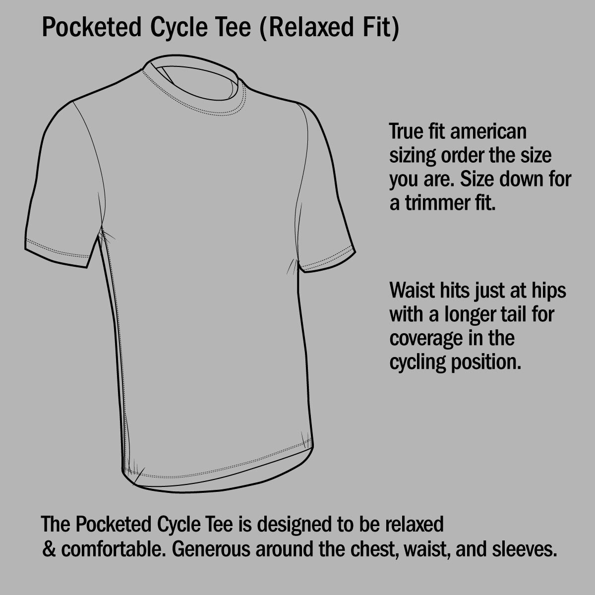 Product fit description. Size down for a trimmer fit.