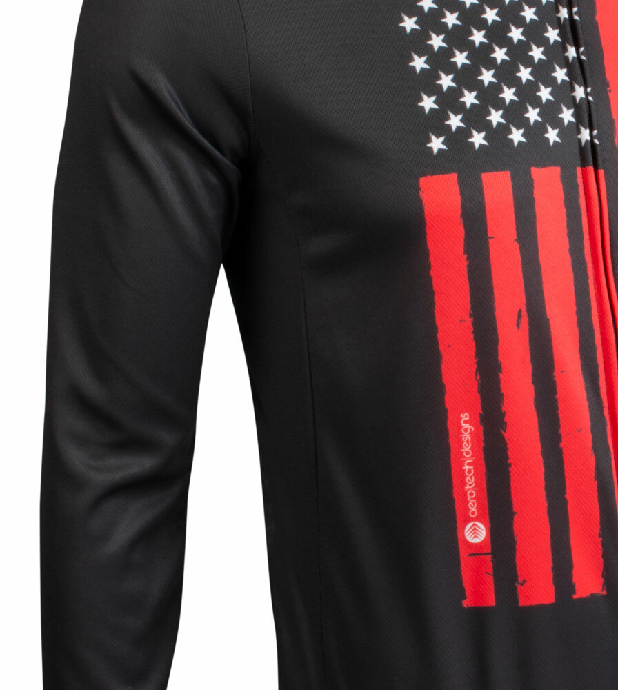 Freedom Flag Long Sleeve Cycling Jersey Graphic Close-up