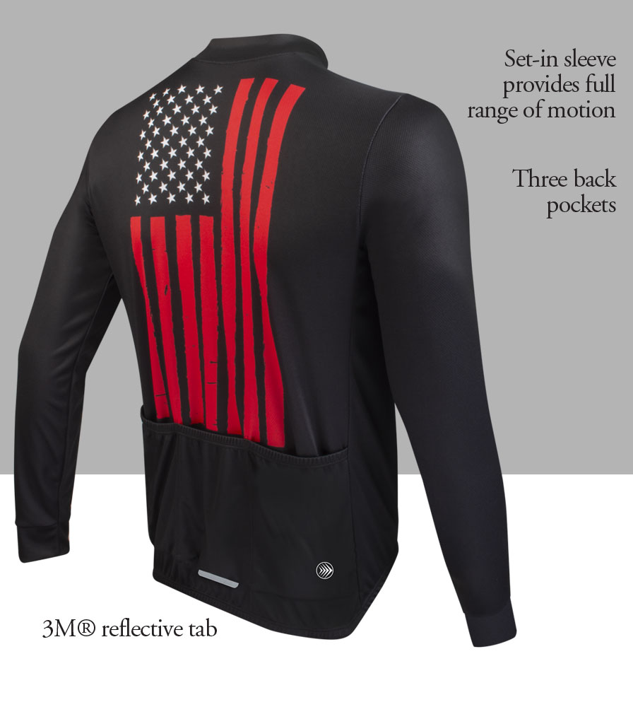 Freedom Flag Long Sleeve Cycling Jersey Back Features