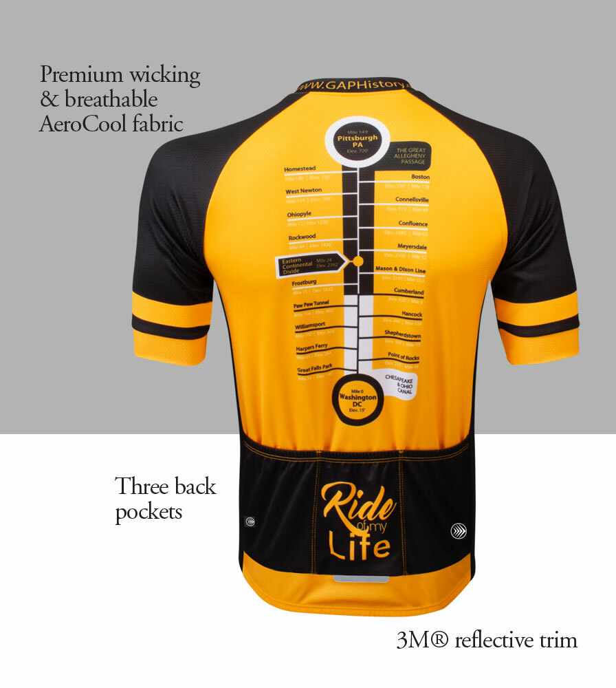 Black and Gold GAP Trail Jersey Front Features