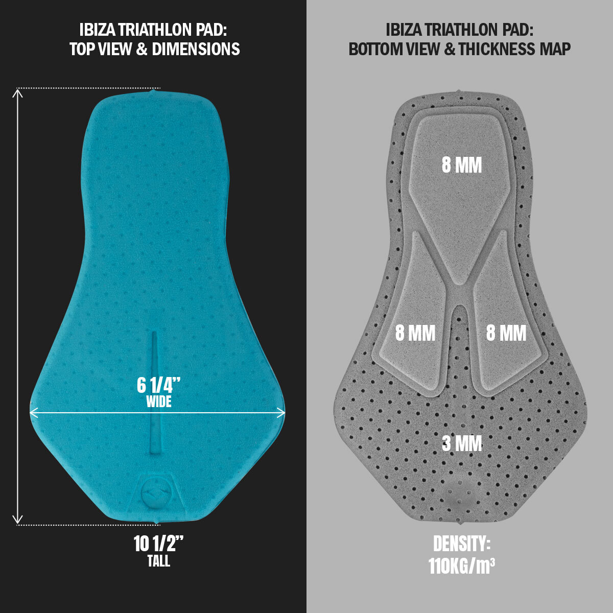 Ibiza chamois pad dimensions