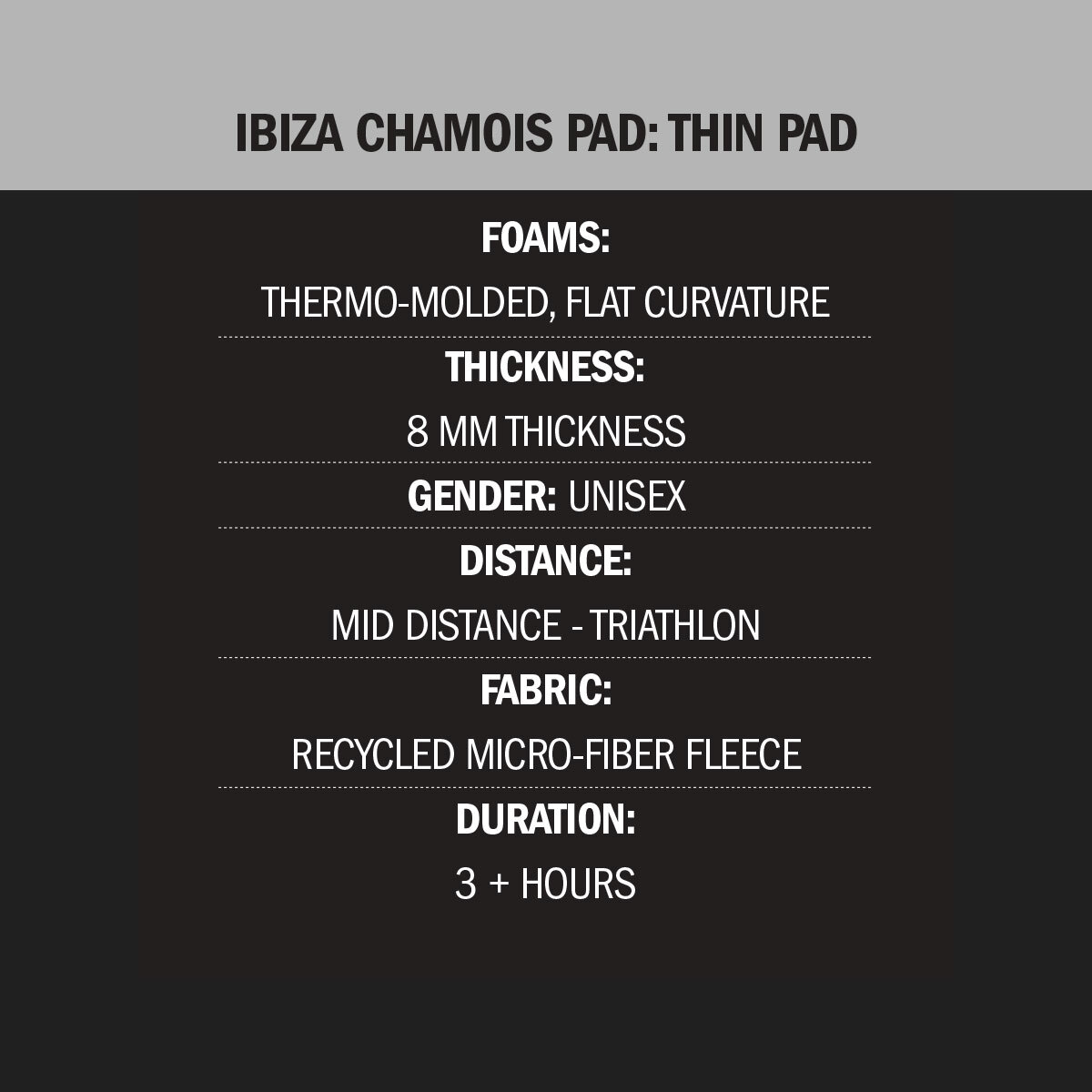 Ibiza Chamois Pad Features