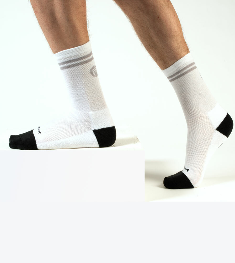 White and Charcoal Grey Classic Kruzer Thick Padding Athletic Socks Model View