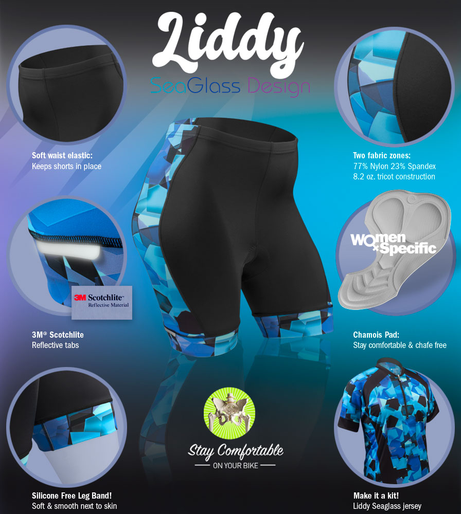 Women's Sea Glass Cycling Short Features