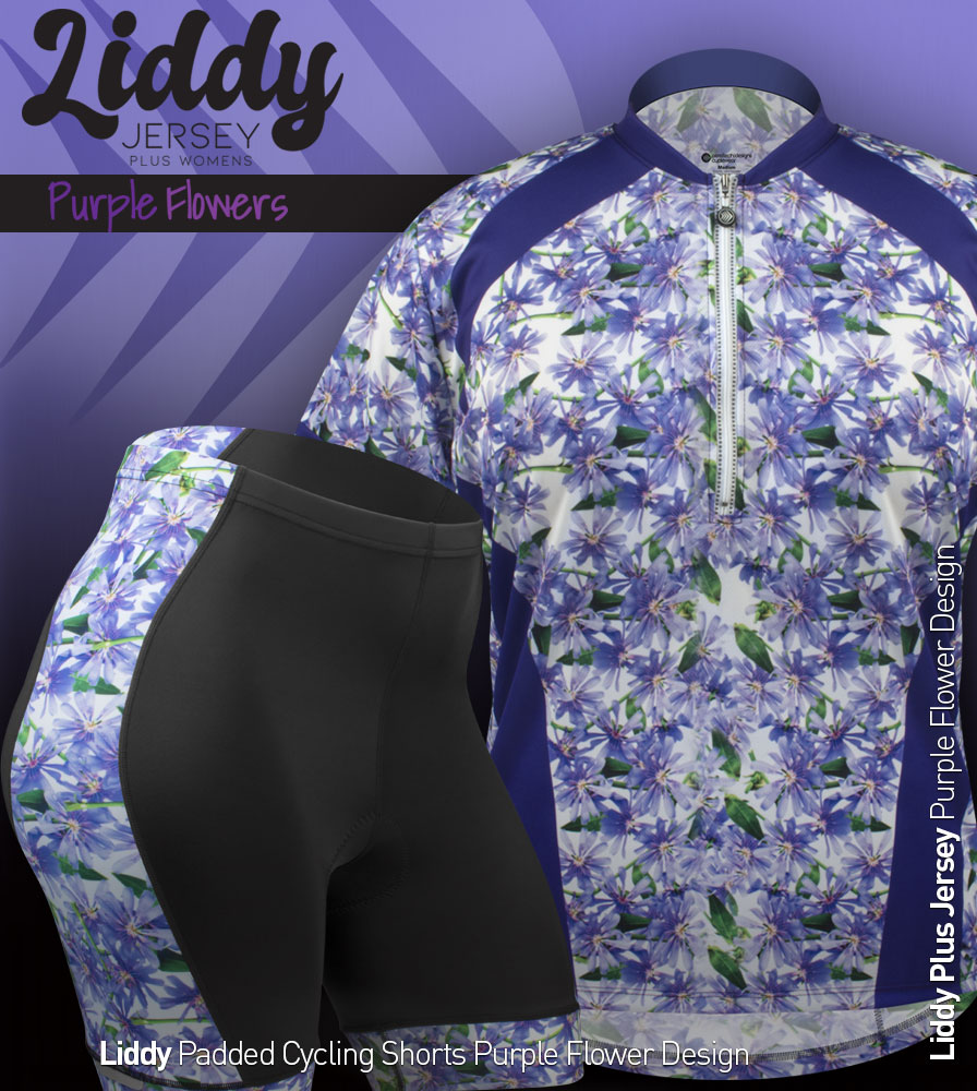 Women's Purple Flower Cycling Kit