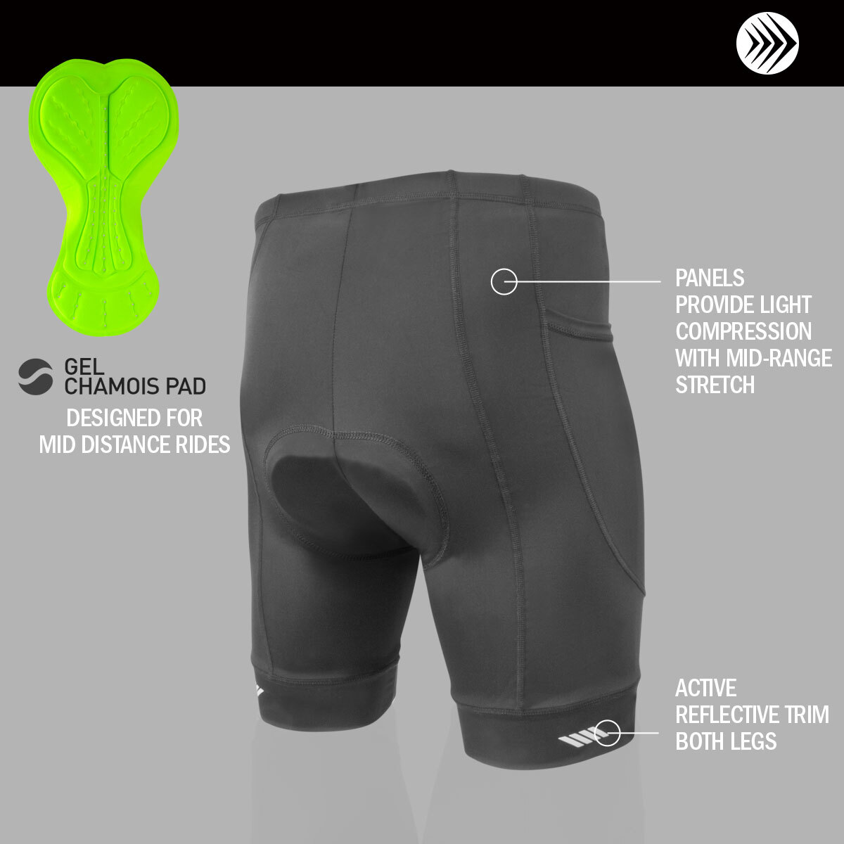 3d gel bike short features on the back