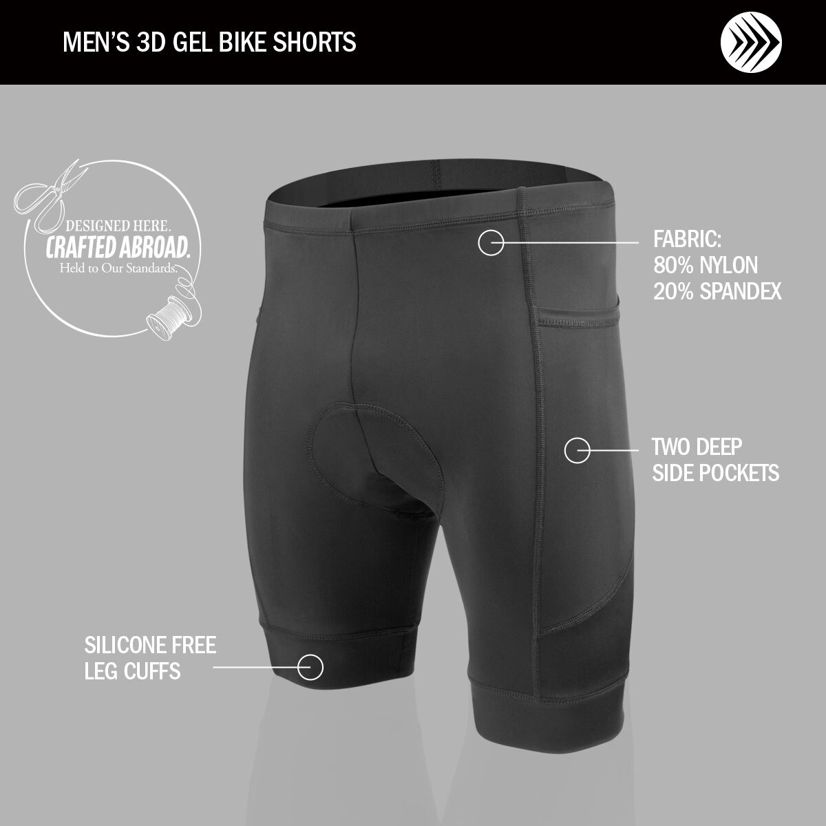 3D Gel bike Short features
