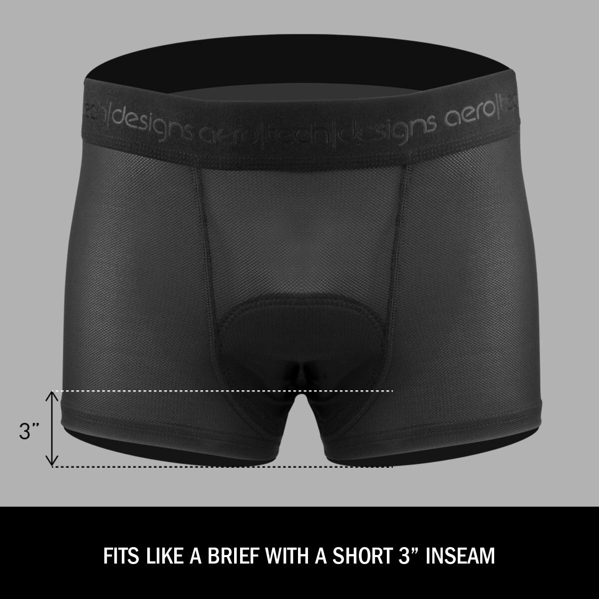 3" Padded mesh liner inseam measurement