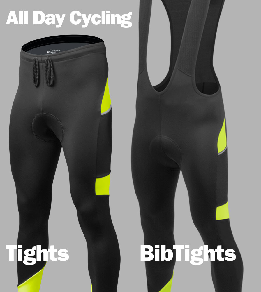 Lads Reflective Orange Padded Cycling Bib Tights