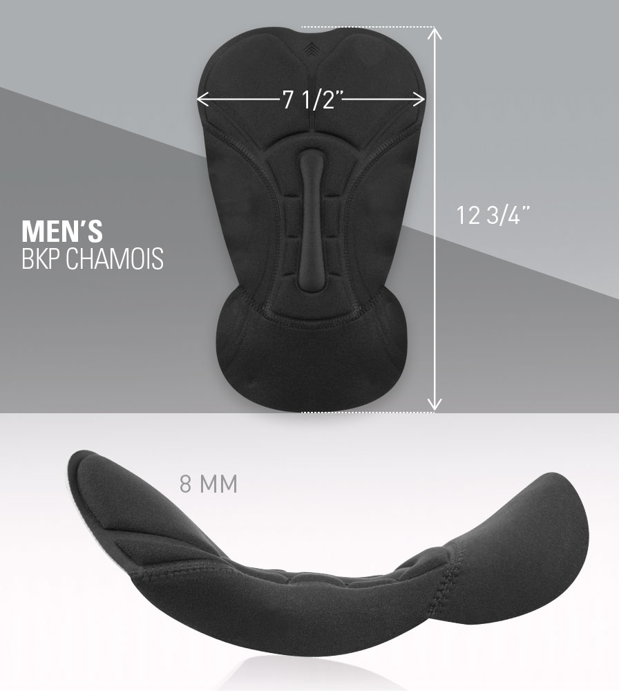 Men's BKP Chamois Pad Dimensions