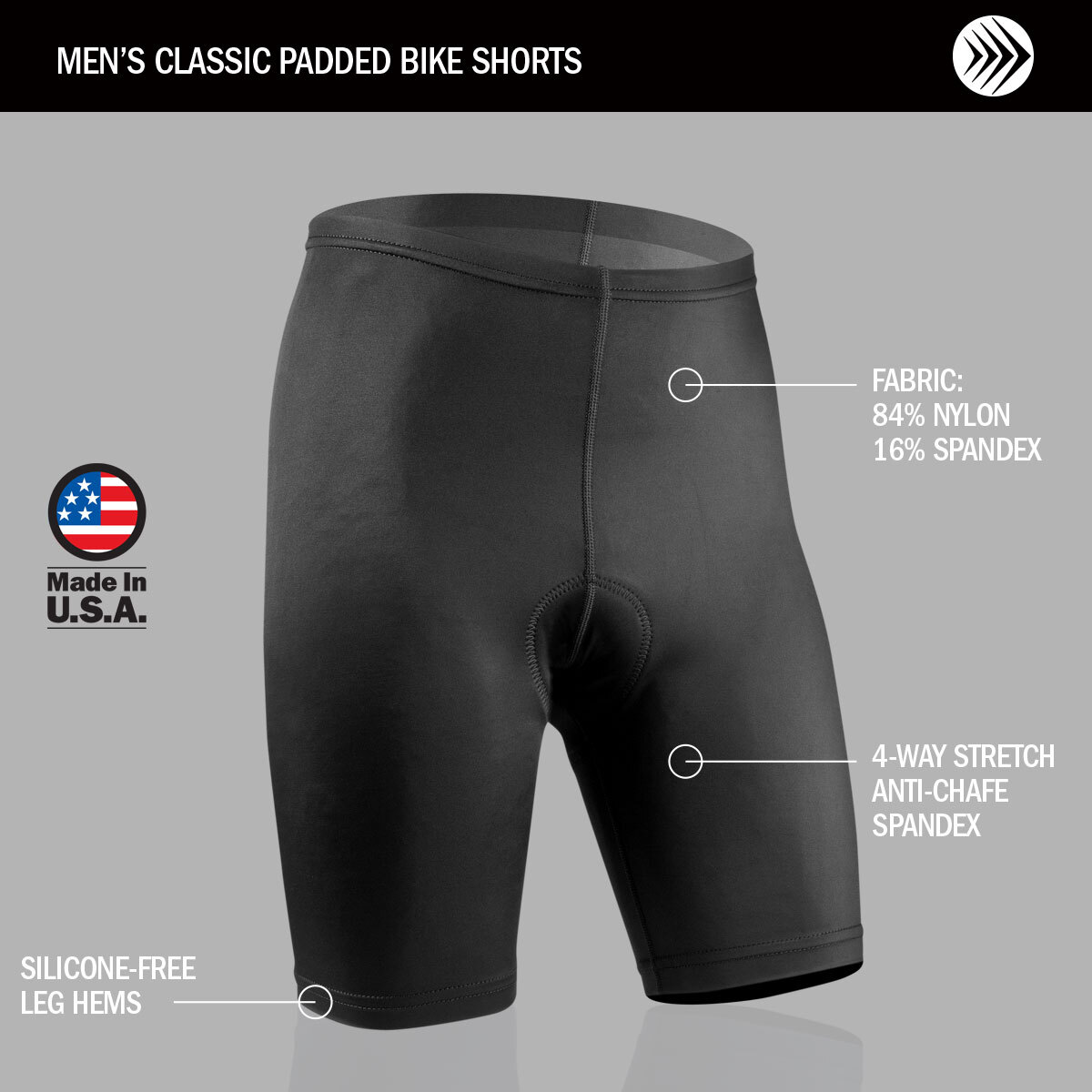 classic bike short features front