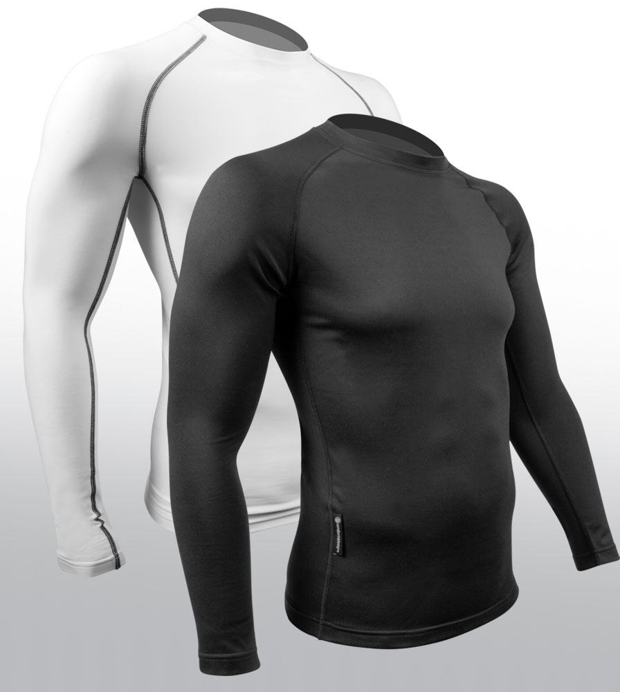 Long Sleeve Fleece Compression Cycling Base Layer in Black and White