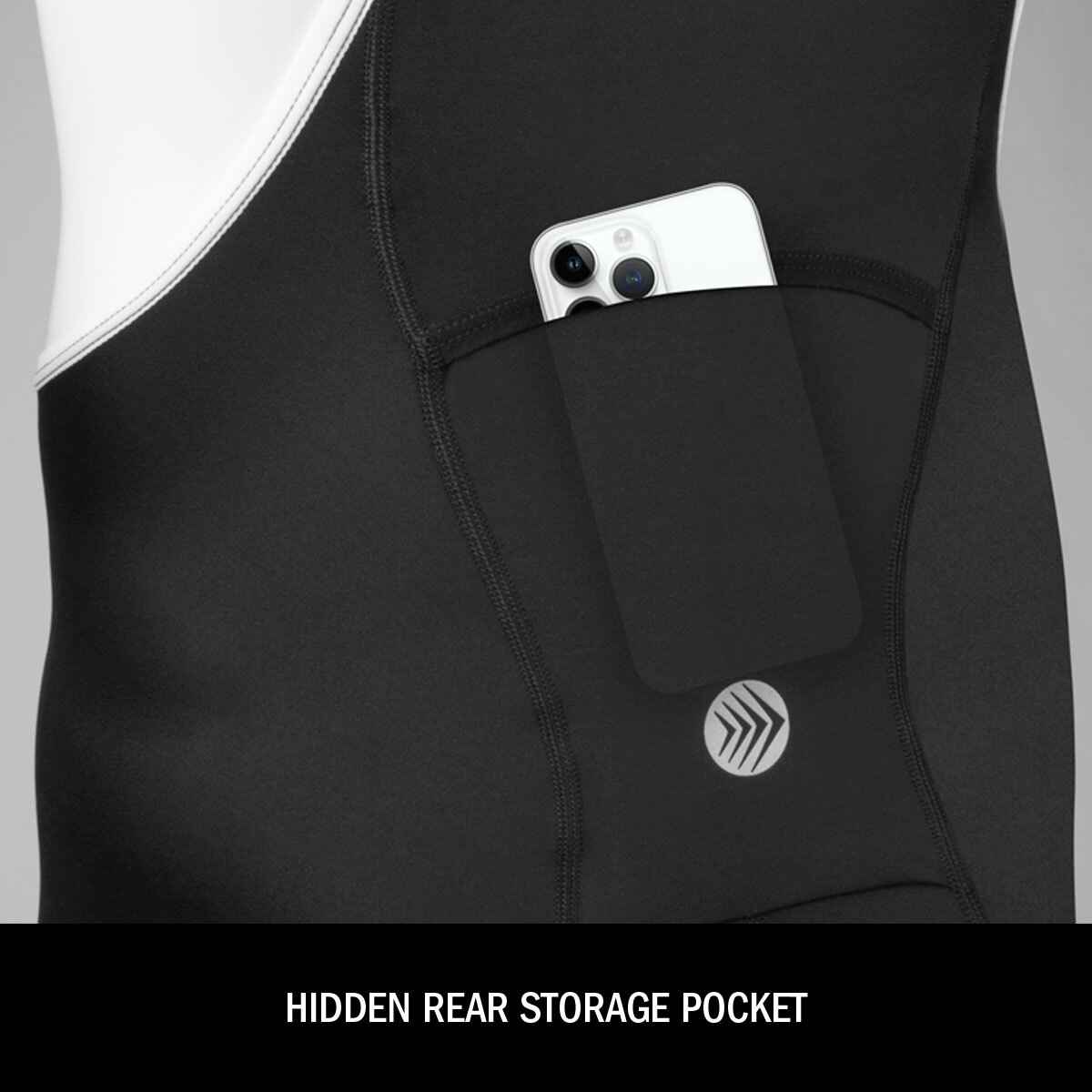 core bib shorts hidden rear storage pocket
