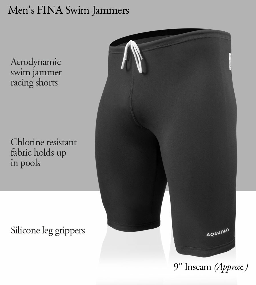 Men's Black Competition Swim Jammer Front Features