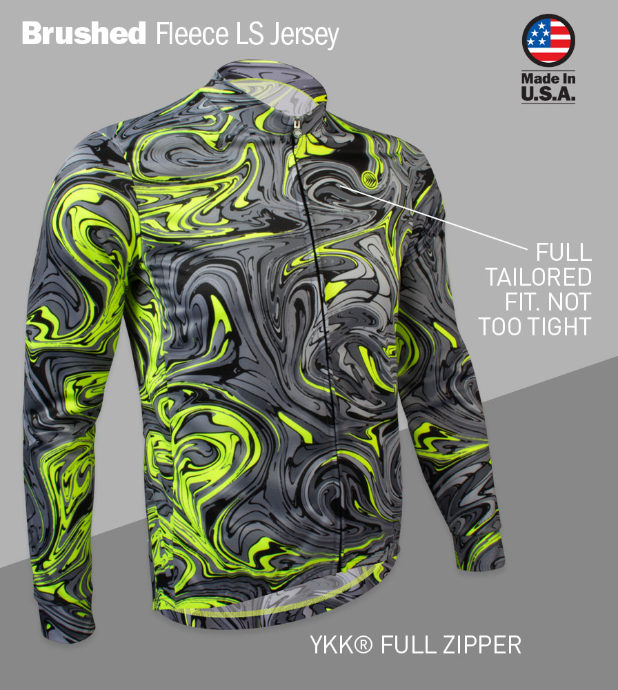 Men's Hydro Dip Cycling Jersey Long Sleeve Sprint Fit Aero Tech