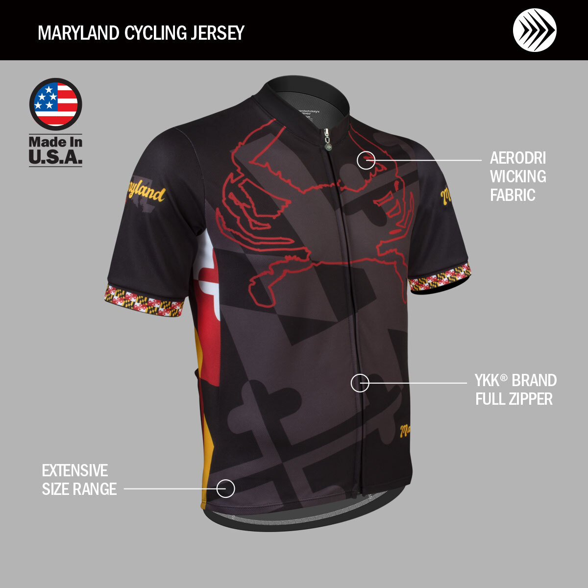 Maryland Themed Bike Jersey - Maryland Stat Flag Bike Jersey