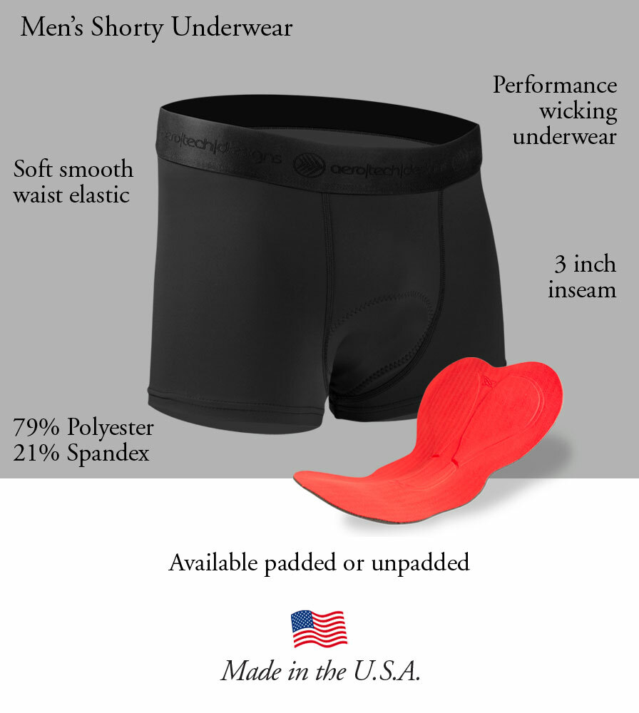 Men's Shorty High Performance Padded Cycling Underwear Features