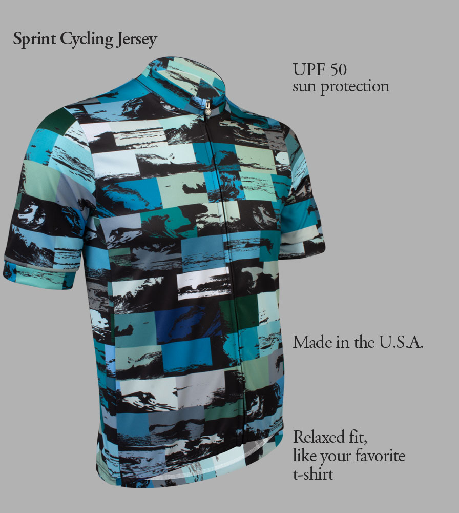 Men's Ocean Waves Cycling Jersey Front Features