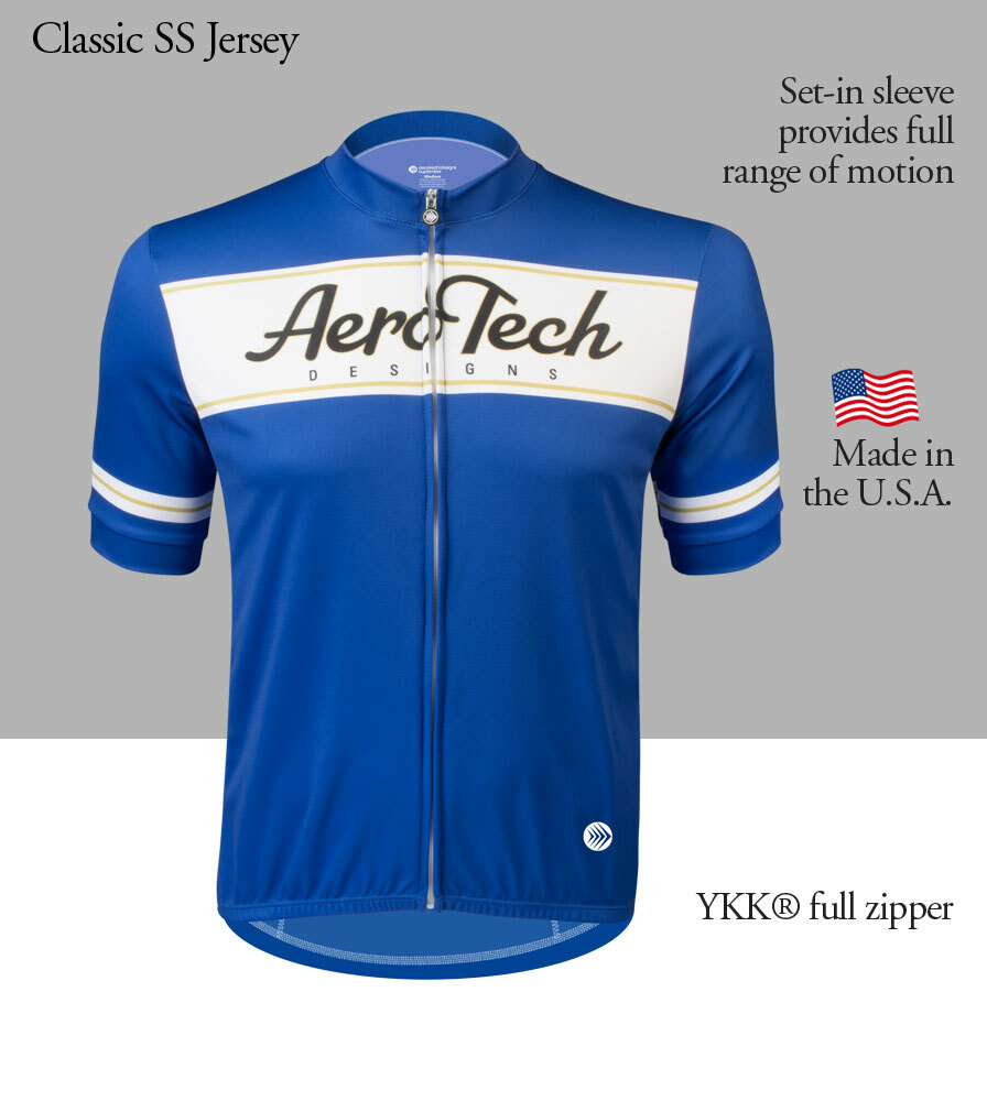 Men's Classic Script Cycling Jersey Front Features