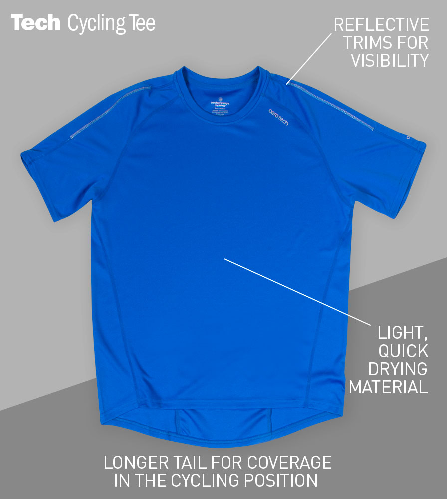Men's Tech Performance Cycling Tee Shirt with Pocket and