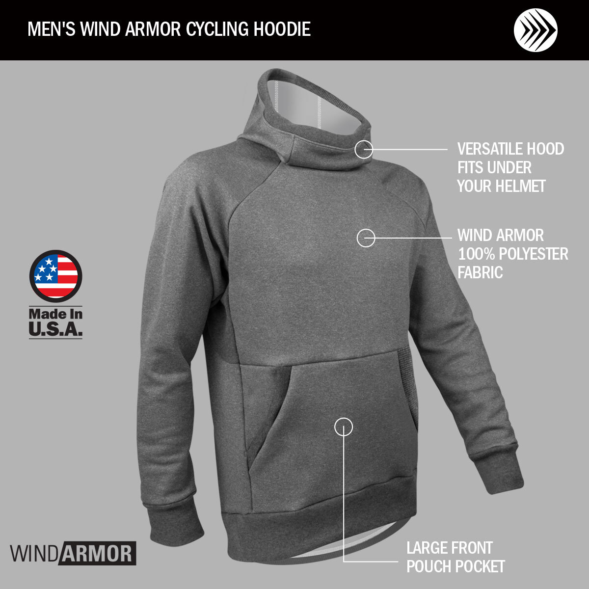 Wind Armor Cycling Hoodie | Windproof Thermal Fleece | Aero Tech