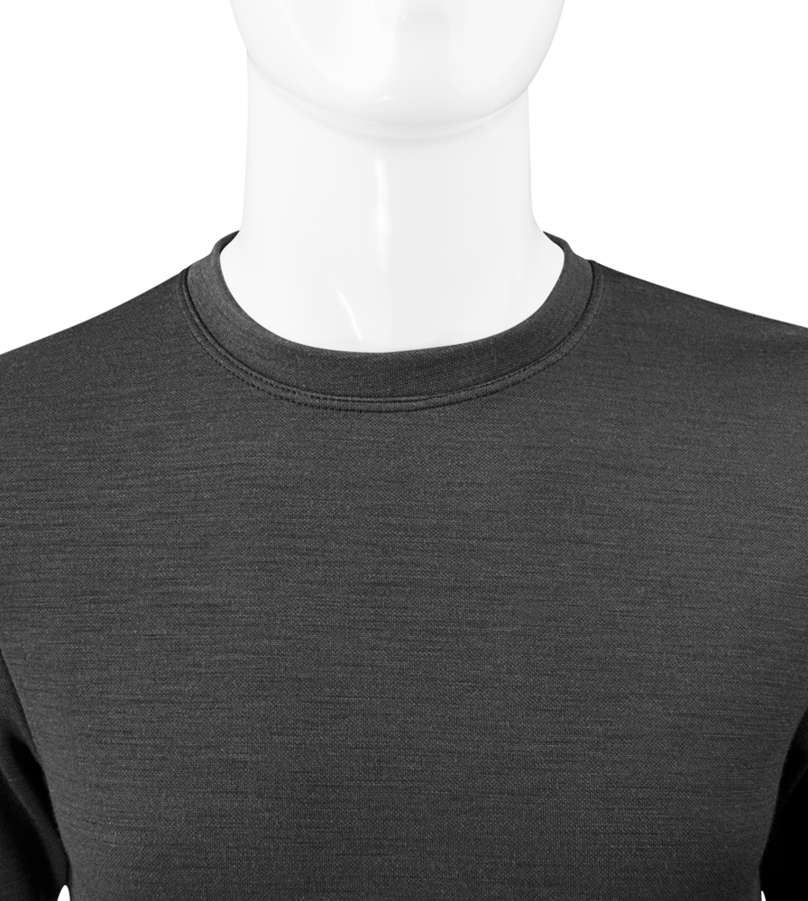 Men's Merino Wool Base Layer Crew Neck Collar Detail