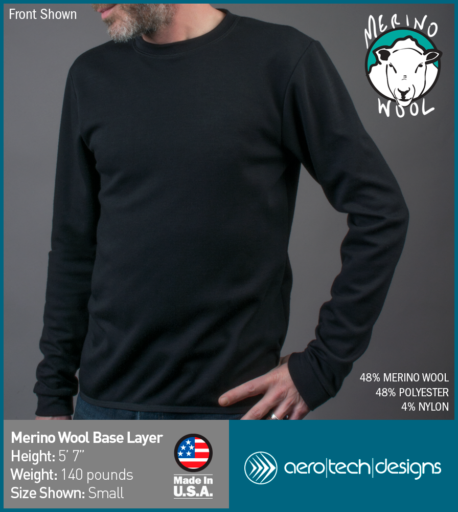 Men's Merino Wool Base Layer Model Front View