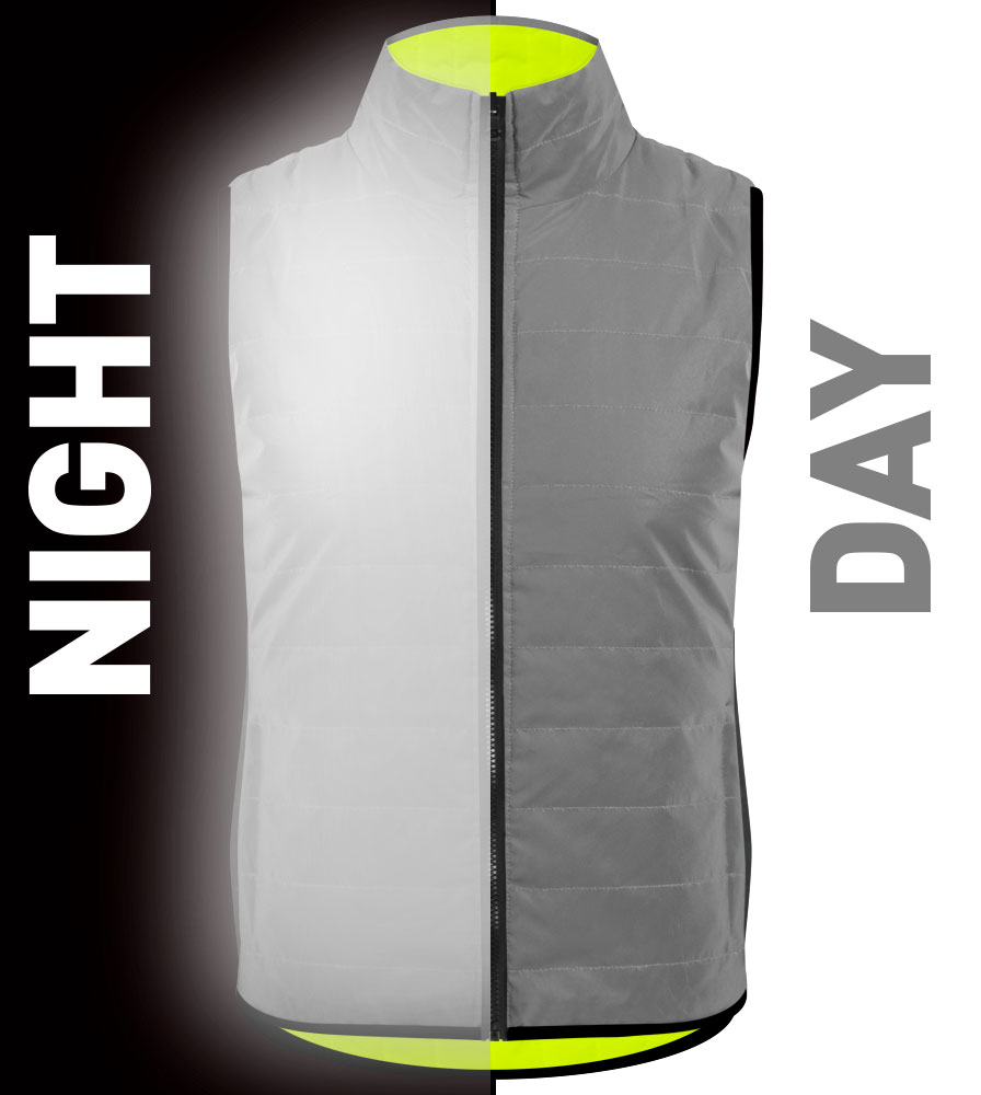 Men's Reversible Cycling Vest Reflective Fabric Day and Night View