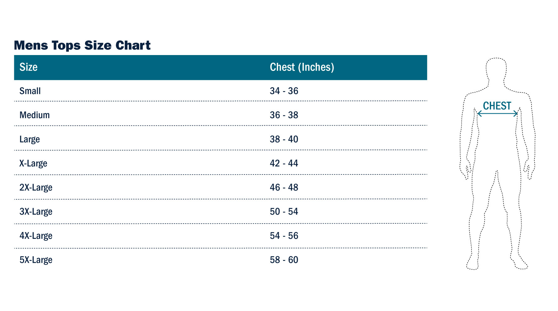 Men's Tops Size Chart