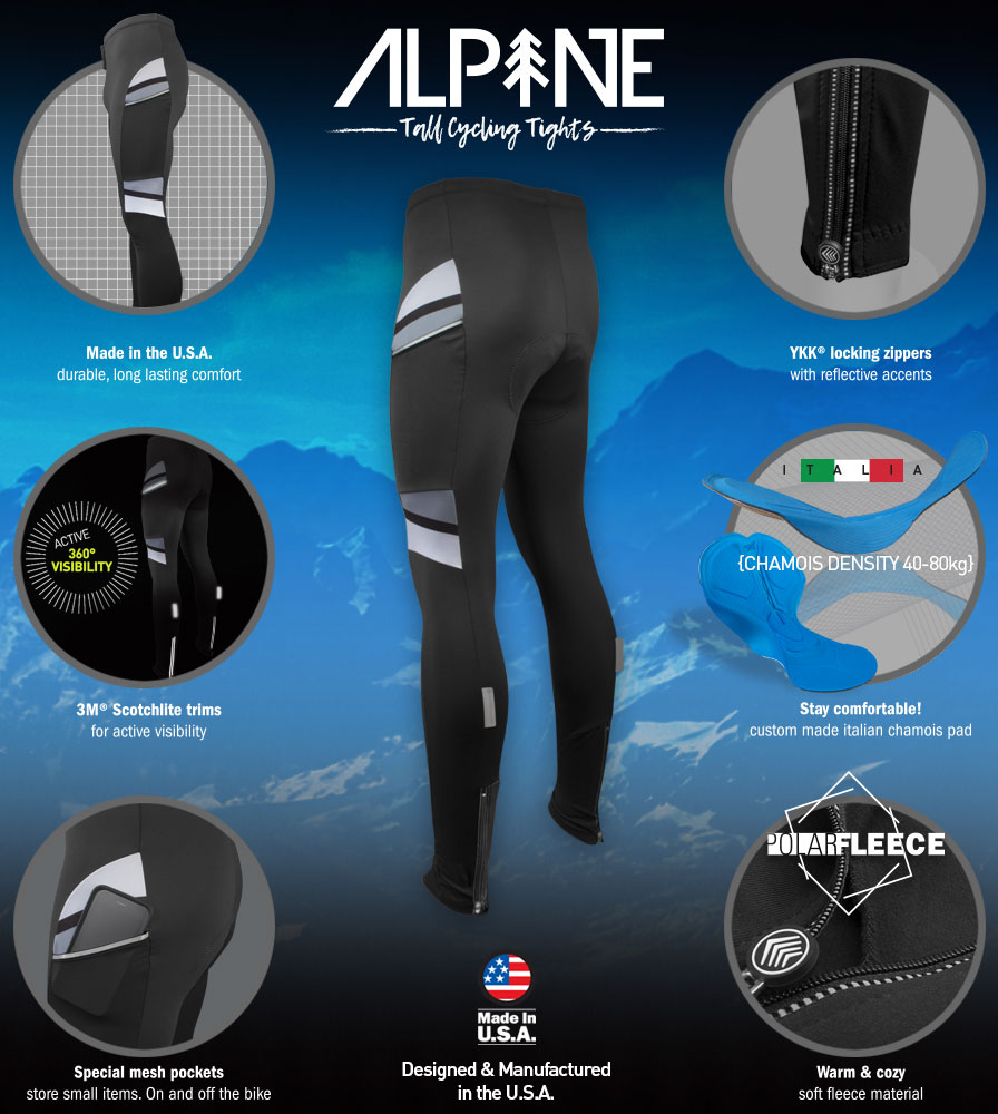 Tall Men's Alpine Fleece Cycling Tights Features