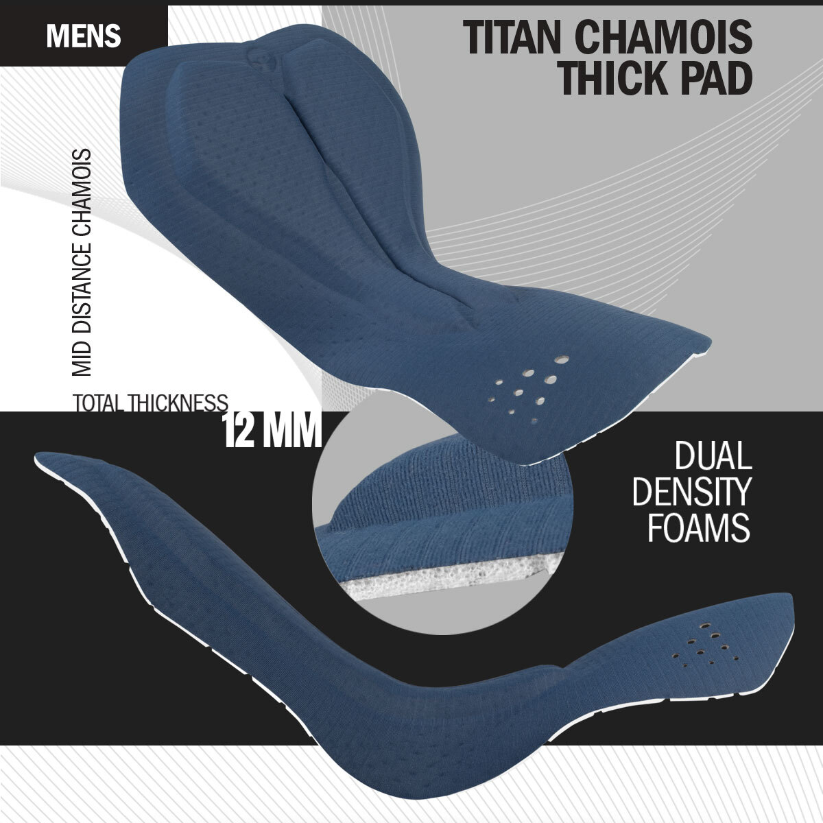 Titan chamois in classic bike short 12mm thick