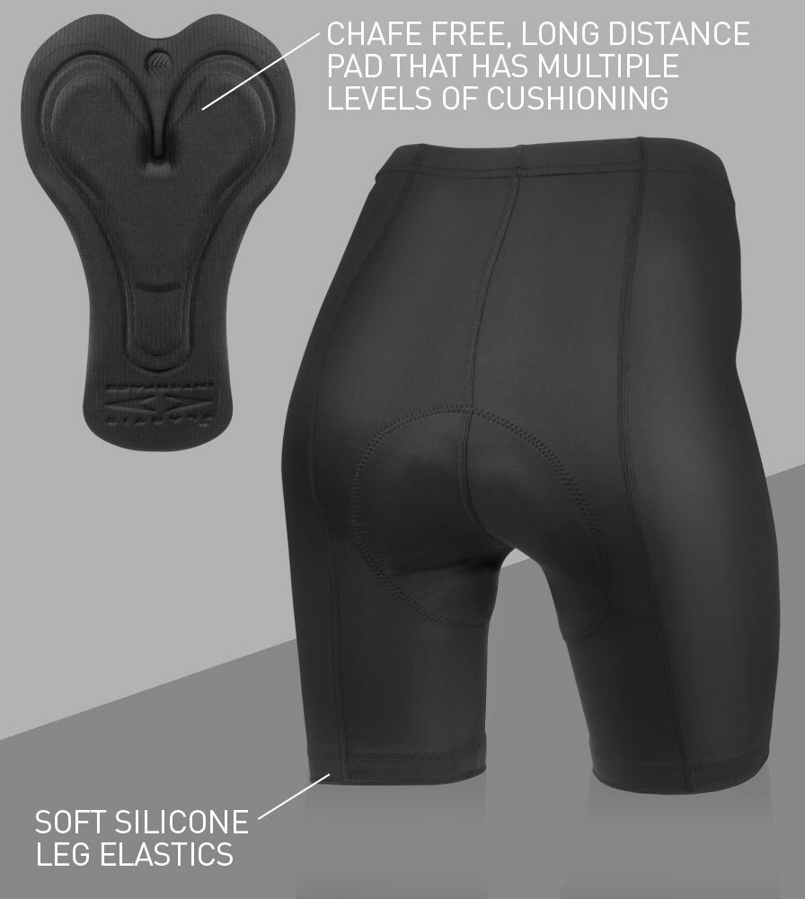 Women's Century Long Distance Padded Bike Shorts Back Features