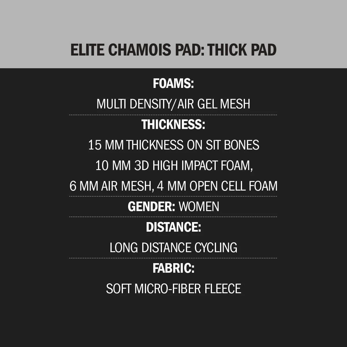 Women's Elite Chamois Features