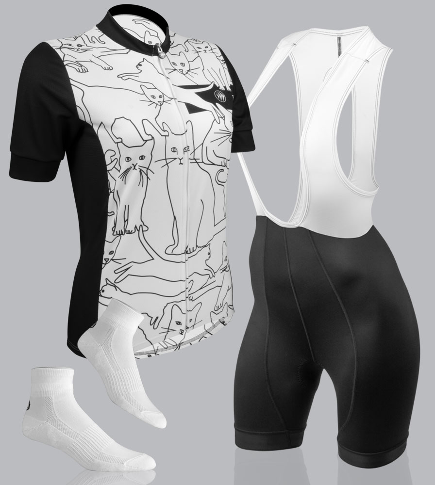 Women's Cat Print Cycling Kit