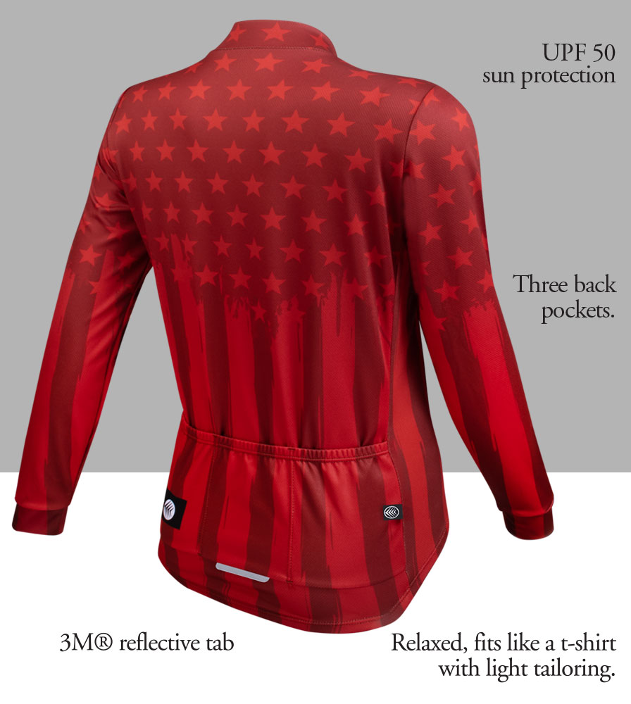 Women's Freedom Flag Bike Jersey Front Features